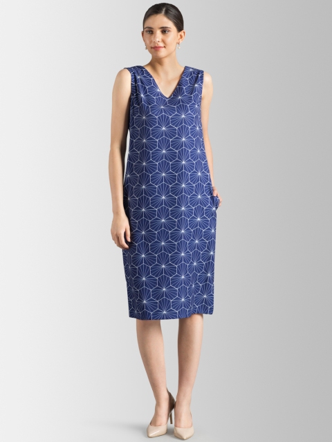 

FableStreet Women Navy Blue Printed Sheath Dress