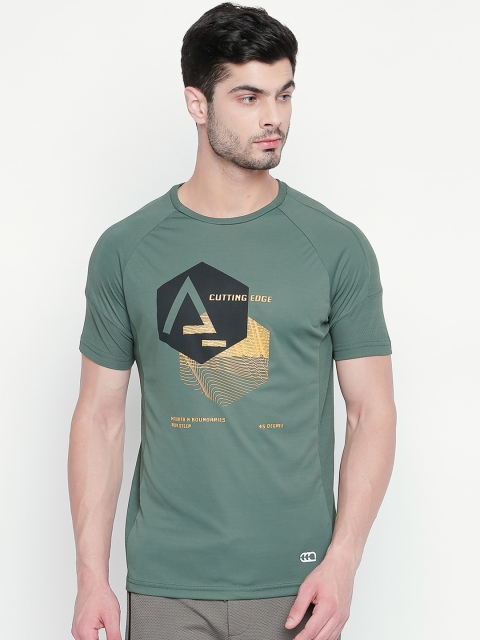

Ajile by Pantaloons Men Green Printed Round Neck Pure Cotton T-shirt