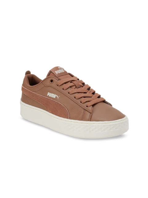

Puma Women Peach-Coloured Smash Platform L Mocha Mousse-Whisp