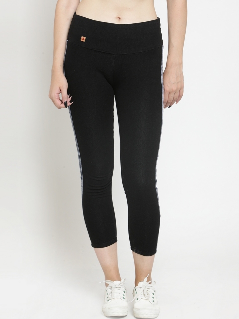 

Everlush Women Black Solid Slim-Fit Cropped Tights