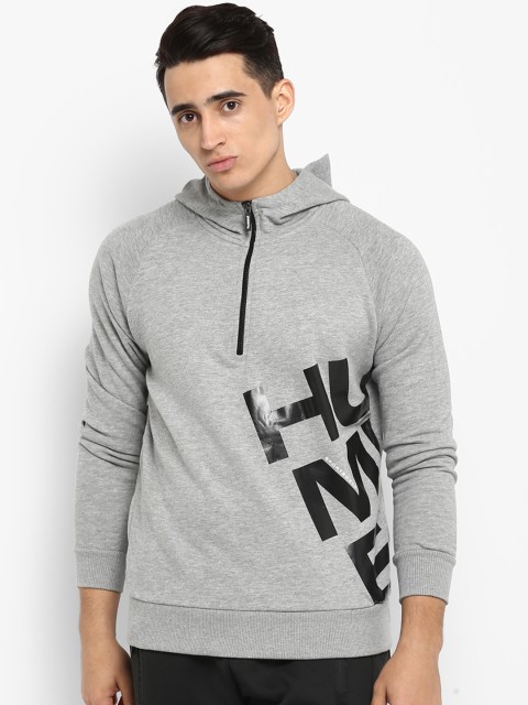 

hummel Men Grey Printed Hooded Sweatshirt