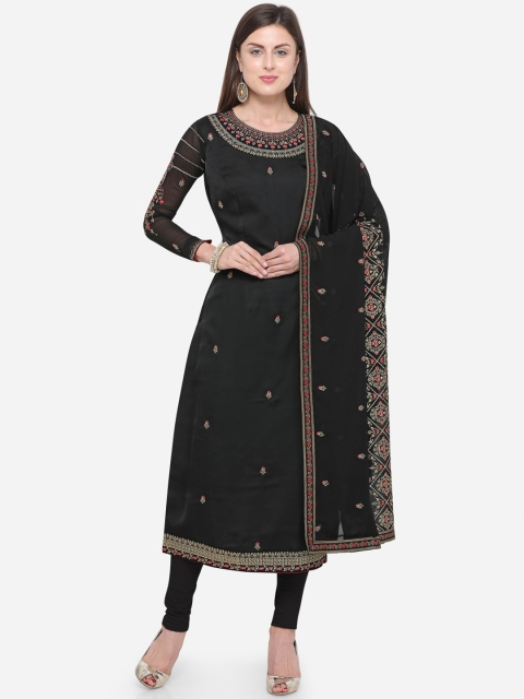 

mf Black Satin Semi-Stitched Dress Material