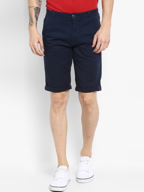 

KVL Men Navy Blue Solid Slim Fit Regular Shorts