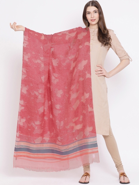

SHINGORA Pink Woven Design Antimicrobial Dupatta