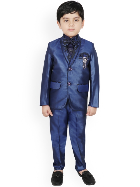 

SG YUVRAJ Boys Blue Solid Regular-Fit Tuxedo Suit