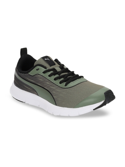 

Puma Men Olive Green Mesh Mid-Top Sneakers