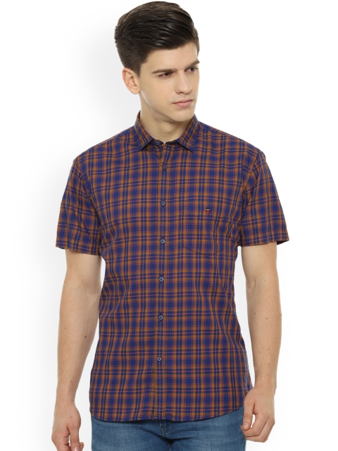 

Louis Philippe Sport Men Blue & Yellow Slim Fit Checked Casual Shirt