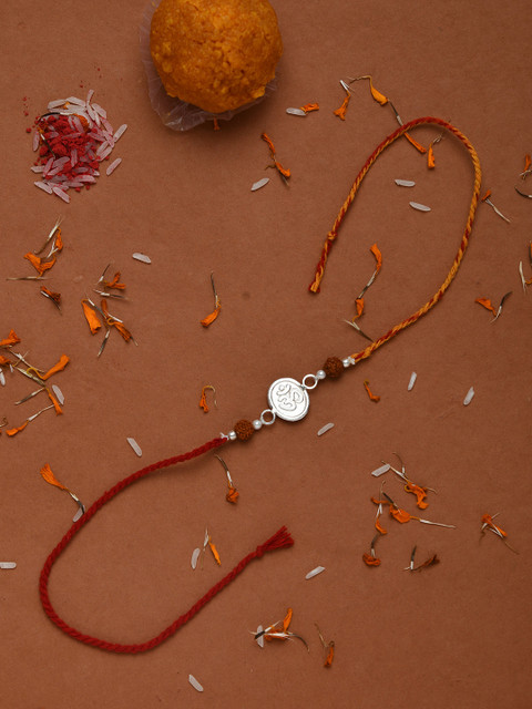 

Silverholic Men Sterling Silver & Red Om Handcrafted Rakhi