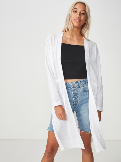 

COTTON ON Women White Solid Tie-Up Shrug