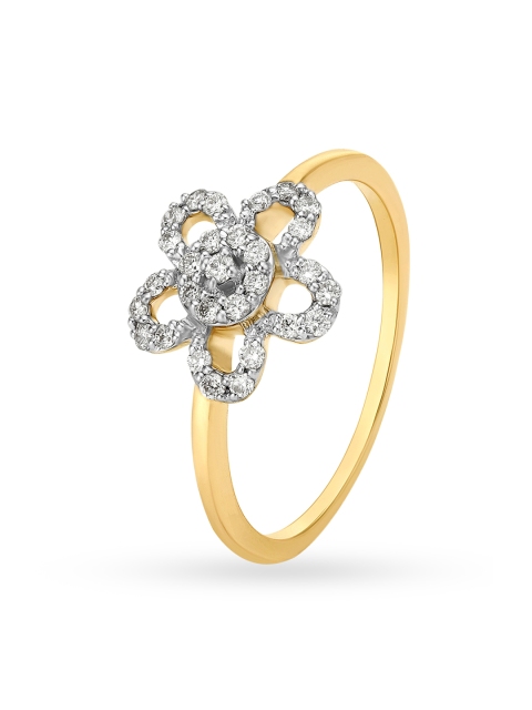 

Mia by Tanishq Women 14KT Yellow Gold Diamond Finger Ring with Floral Design