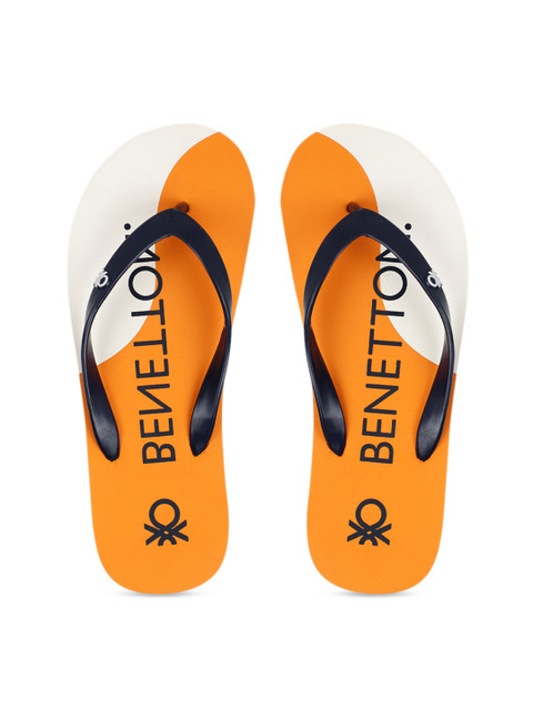 

United Colors of Benetton Men Orange & White Printed Thong Flip-Flops
