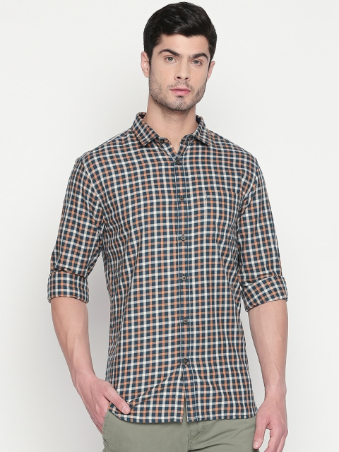 

BYFORD by Pantaloons Men Green Slim Fit Checked Casual Shirt