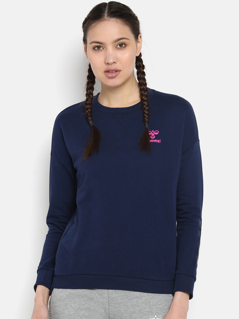 

hummel Women Navy Blue Solid Sweatshirt