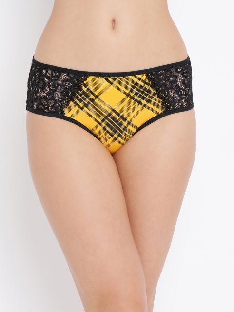 

Clovia Women Yellow & Black Checked Hipster Briefs PN3197P02