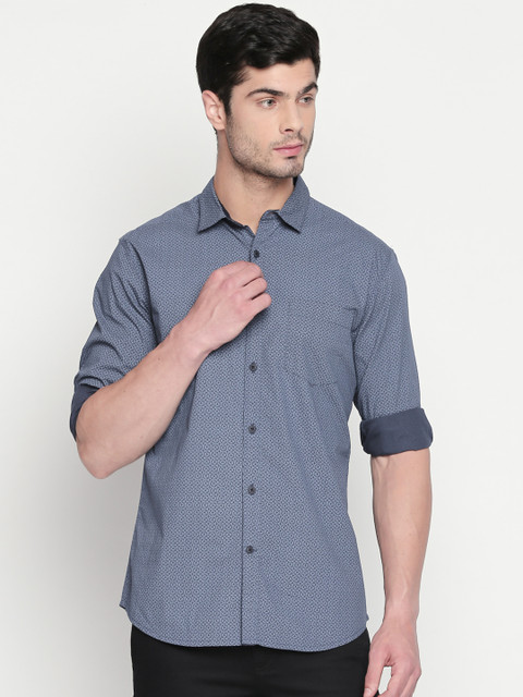 

BYFORD by Pantaloons Men Blue Slim Fit Printed Casual Shirt