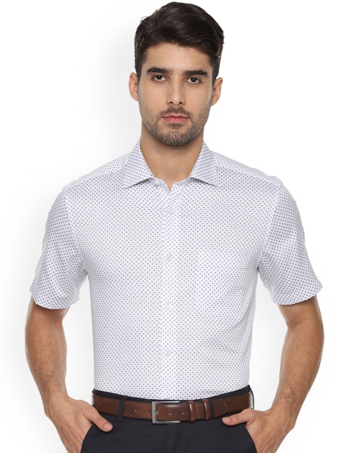 

Louis Philippe Men White & Navy Blue Regular Fit Printed Formal Shirt