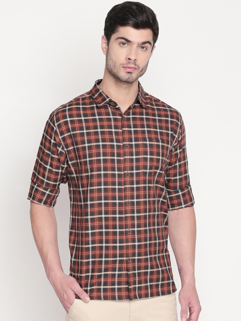 

BYFORD by Pantaloons Men Brown Slim Fit Checked Casual Shirt