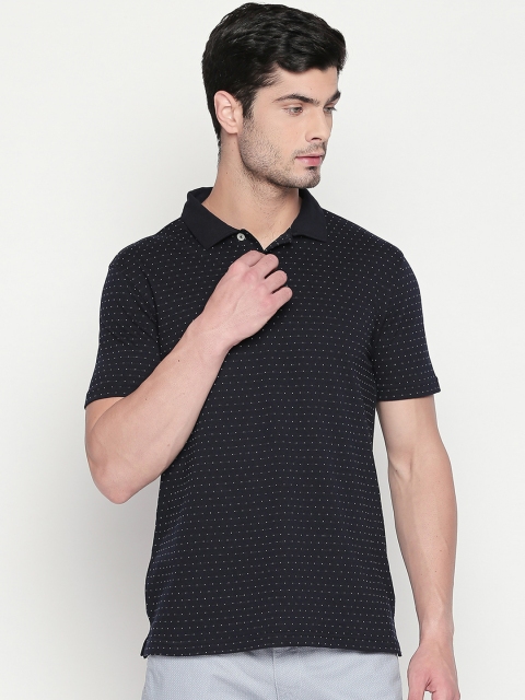 

BYFORD by Pantaloons Men Navy Blue Printed Polo Collar T-shirt