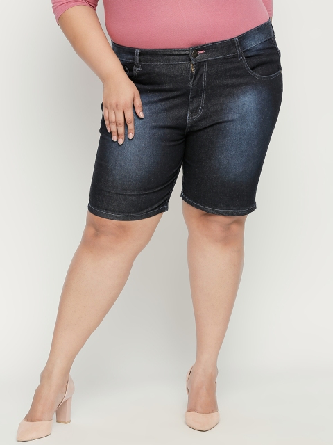 

ZUSH Plus Size Women Blue Washed Regular Fit Denim Shorts