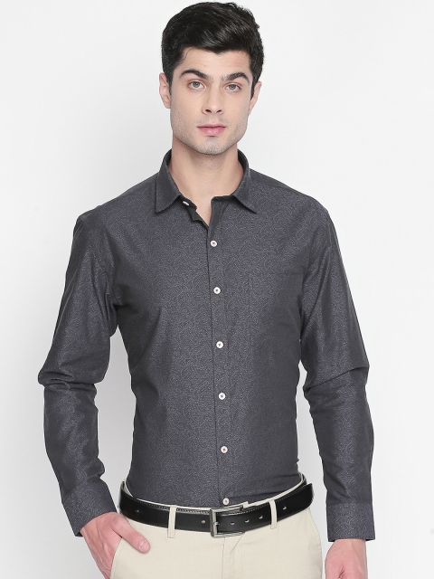 

ZIDO Men Grey Slim Fit Self Design Formal Shirt