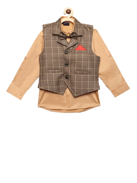 

Aj DEZInES Boys Beige Regular Fit Solid Party Shirt