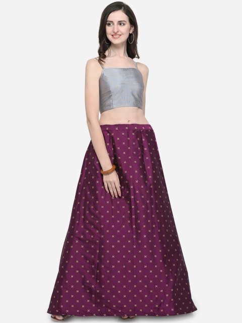 

Satrani Grey & Purple Ready to Wear Lehenga with Unstiched Blouse