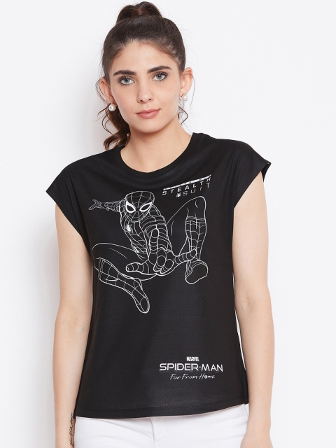 

Marvel by Wear Your Mind Women Black Printed Round Neck T-shirt
