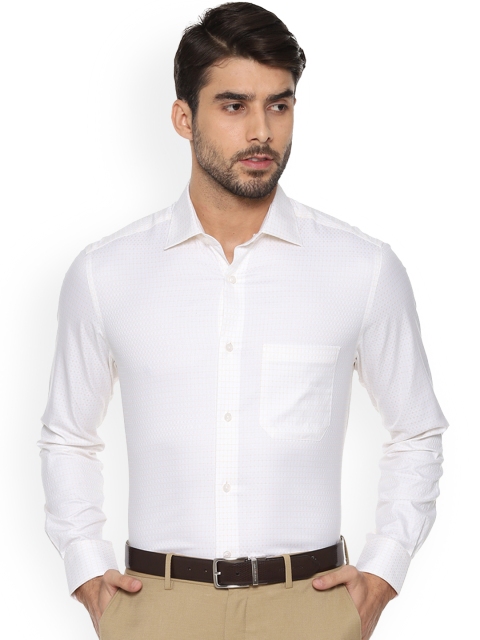 

Louis Philippe Men White Regular Fit Checked Formal Shirt