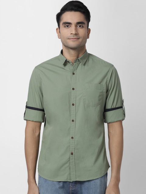 

British Club Men Olive Green Slim Fit Solid Casual Shirt
