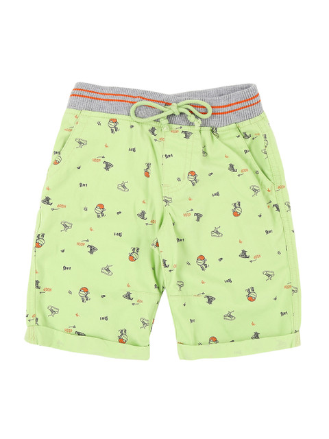 

Pantaloons Junior Boys Green Printed Regular Fit Regular Shorts