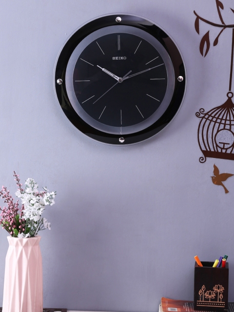 

SEIKO Black Round Solid Analogue Wall Clock