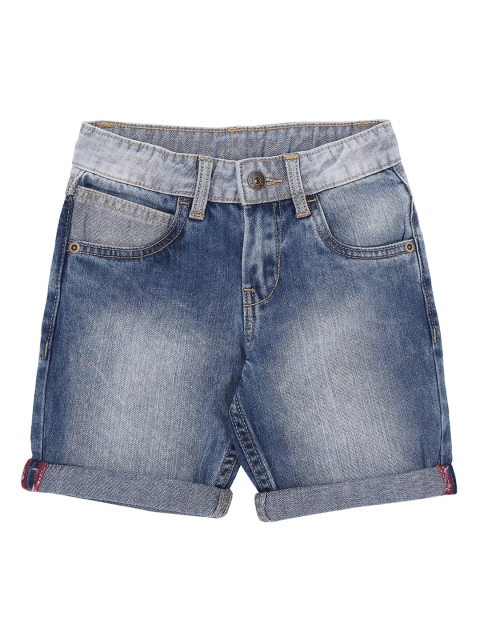 

Pantaloons Junior Boys Blue Washed Regular Fit Denim Shorts