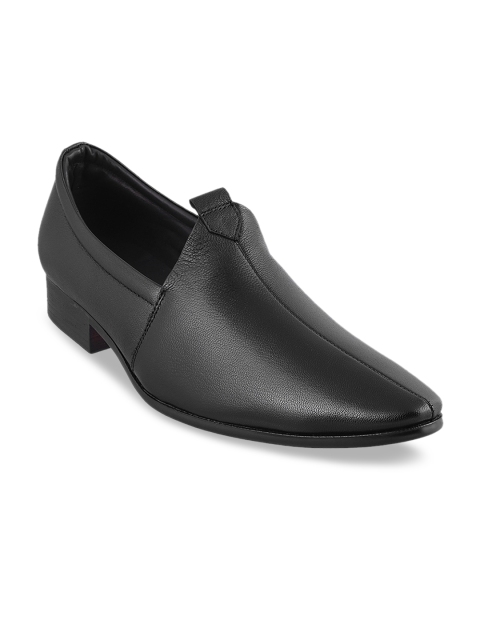 

Metro Men Black Leather Formal Slip-Ons