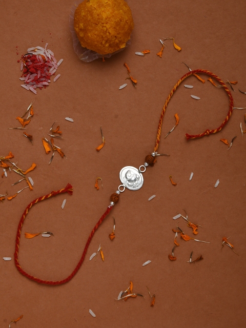 

Silverholic Men Sterling Silver & Red Lord Ganesh Handcrafted Rakhi