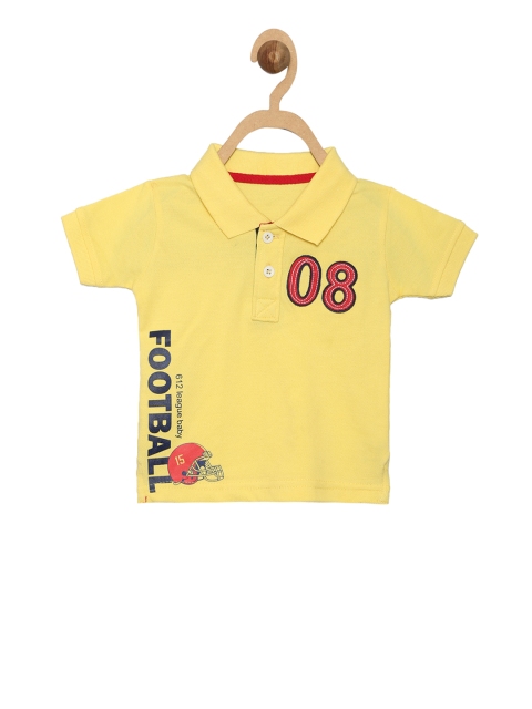 

612 league Boys Yellow Printed Polo Collar T-shirt