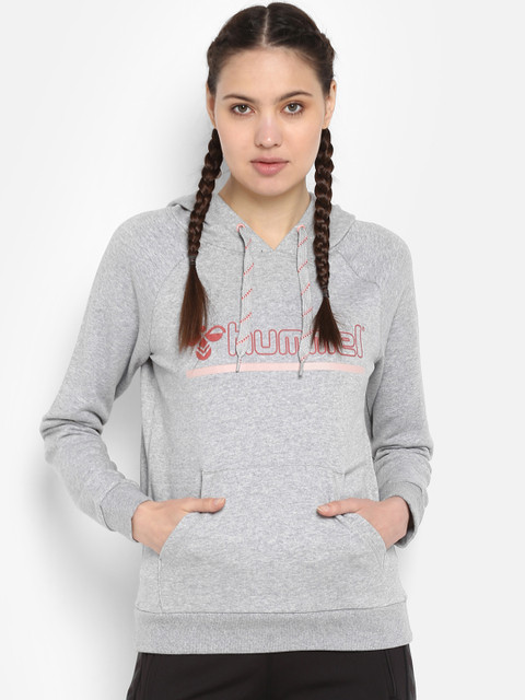 

hummel Women Grey Printed Hooded Sweatshirt