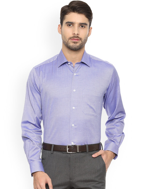 

Louis Philippe Men Blue Tight Slim Fit Self Design Formal Shirt