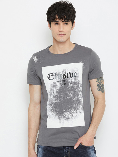 

Wear Your Mind Men Grey Printed Round Neck T-shirt