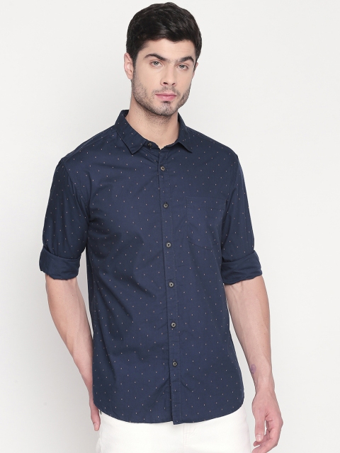 

BYFORD by Pantaloons Men Navy Blue Slim Fit Printed Casual Shirt