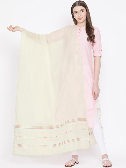 

SHINGORA Off-White Woven Design Antimicrobial Dupatta