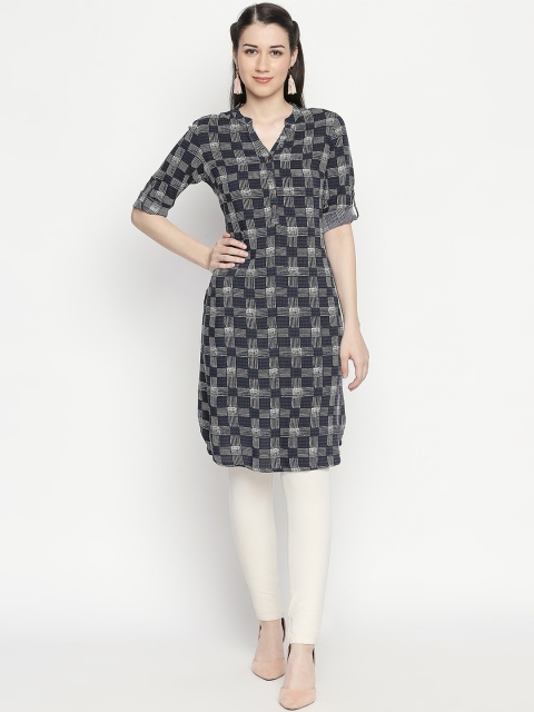 

RANGMANCH BY PANTALOONS Women Grey Printed Straight Kurta