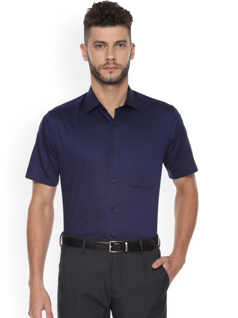 

Louis Philippe Men Navy Blue Regular Fit Self Design Formal Shirt