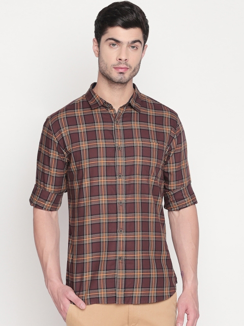 

BYFORD by Pantaloons Men Brown Slim Fit Checked Casual Shirt