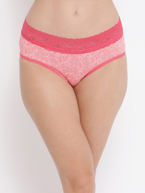 

Clovia Women Coral-Coloured Printed Hipster Briefs PN3270P16XL