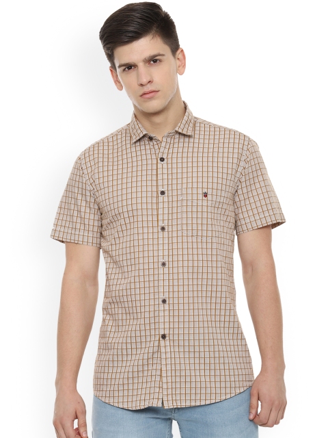 

Louis Philippe Sport Men Beige & Brown Slim Fit Checked Casual Shirt