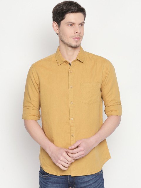 

BYFORD by Pantaloons Men Mustard Yellow Regular Fit Solid Casual Shirt