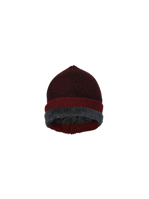 

FabSeasons Unisex Maroon Self Design Beanie