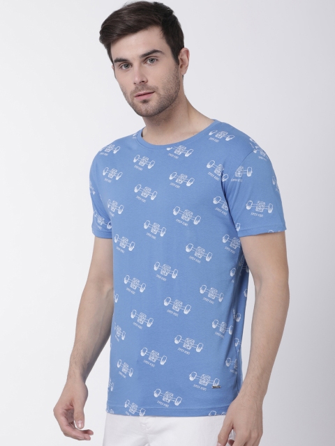 

T-Tog Men Blue Printed Round Neck T-shirt