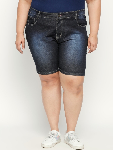 

ZUSH Plus Size Women Blue Washed Regular Fit Stretchable Denim Shorts
