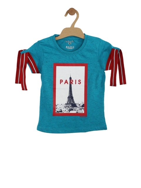 

Stupid Cupid Girls Blue Printed Top